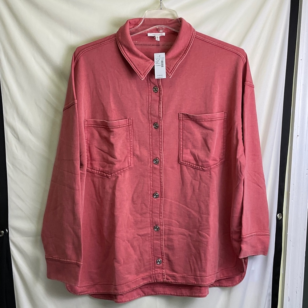 Maurices Dusty Rose Button-Up Shacket Plus Size